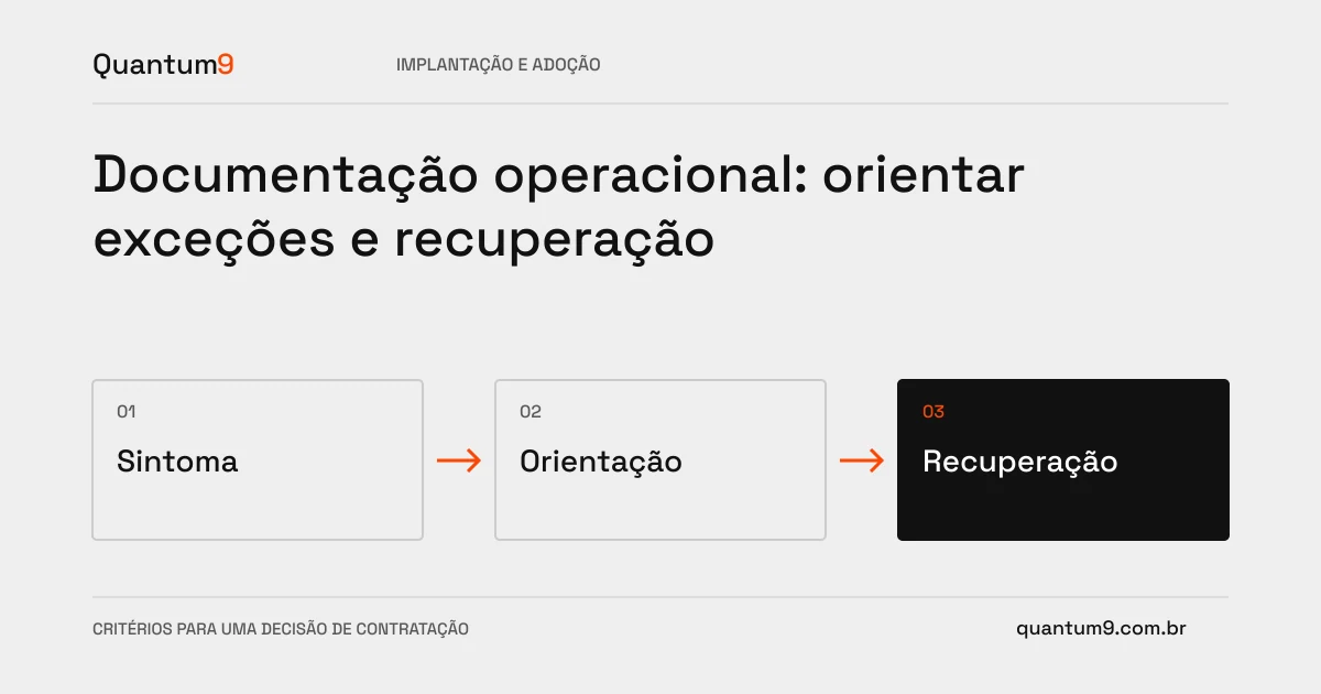 Ilustração editorial: Documentação operacional: orientar exceções e recuperação